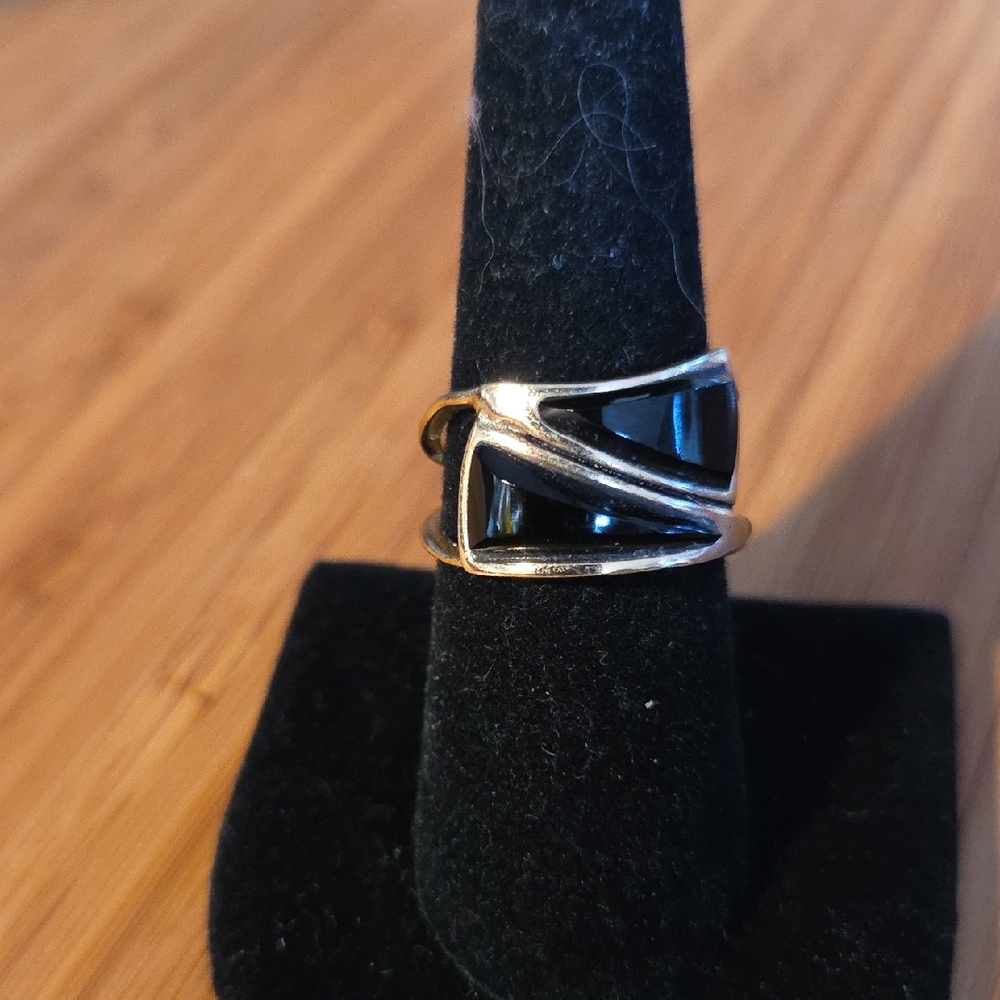 Elegant Barse Black Onyx and Bronze Women's Ring 8